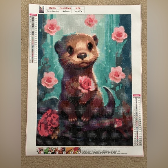 COMPLETED Otter with Roses diamond painting - Picture 1 of 1